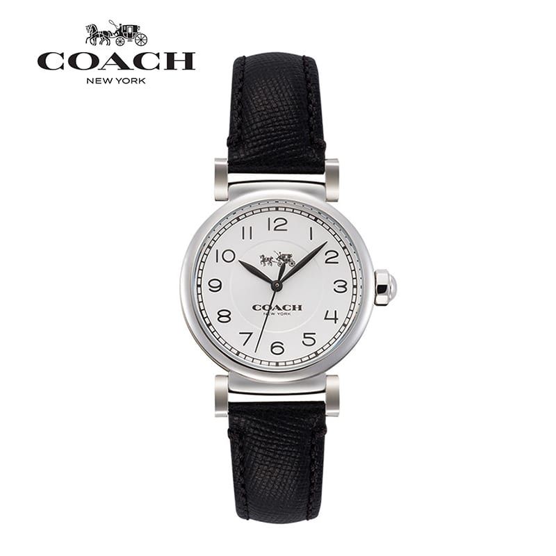 Coach Madison White Dial Black Leather Strap Watch for Women - 14502406