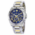 Michael Kors Brecken Chronograph Blue Dial Two Tone Steel Strap Watch For Men - MK8437