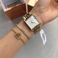 Michael Kors Lake Quartz White Dial Gold Steel Strap Watch For Women - MK3644