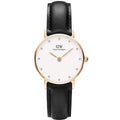 Daniel Wellington Classy Sheffield White Dial Black Leather Strap Watch For Women - DW00100060