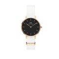 Daniel Wellington Classic Petite Dover Black Dial White NATO Strap Watch For Women - DW001000314