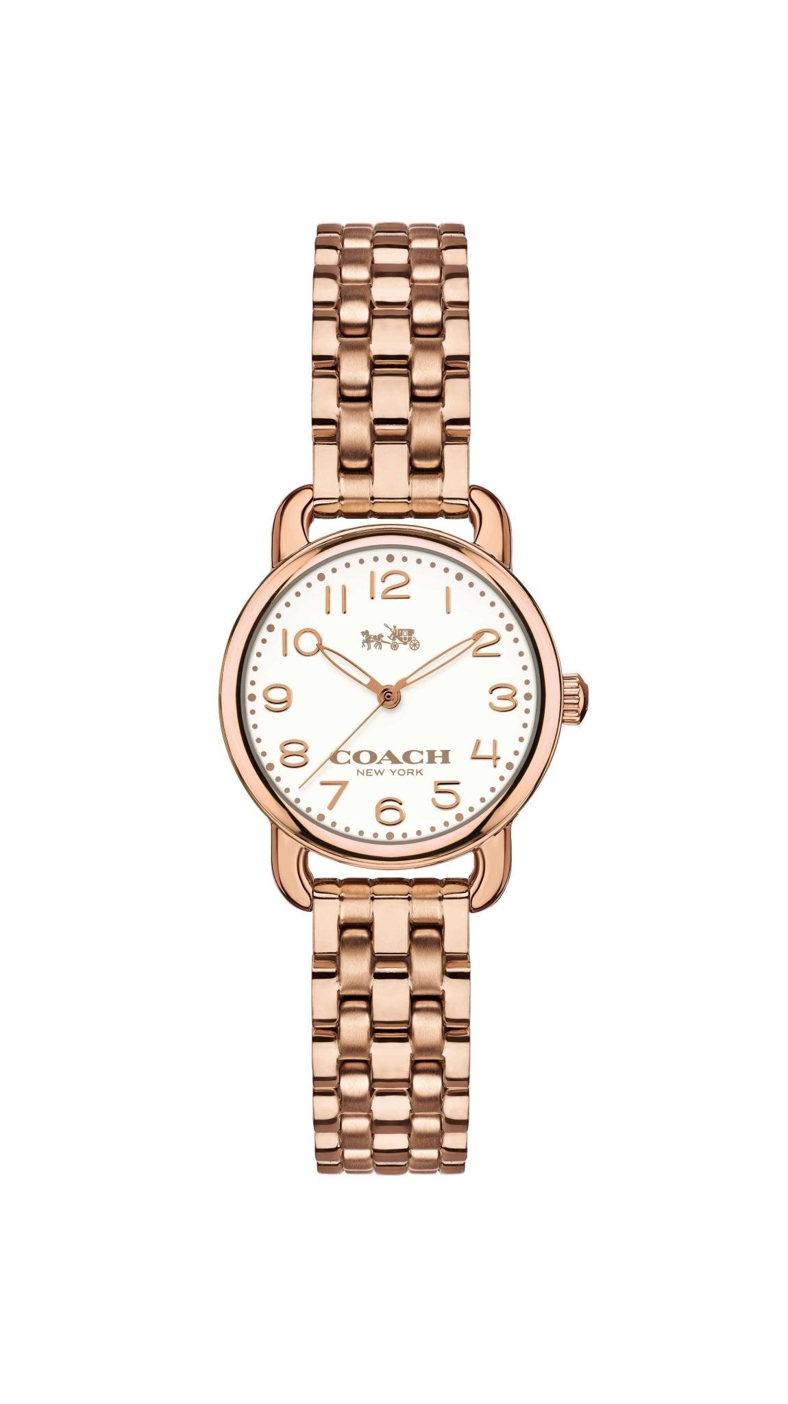 Coach Delancey White Dial Rose Gold Steel Strap Watch for Women - 14502262