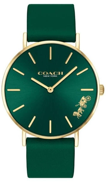 Coach Perry Green Dial Green Leather Strap Watch for Women - 14503383-C