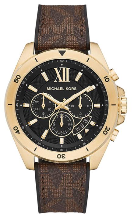 Michael Kors Brecken Chronograph Black Dial Brown Silicone Strap Watch For Men - MK8849