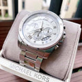 Michael Kors Brecken Chronograph Silver Dial Silver Steel Strap Watch For Women - MK8562