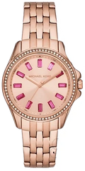 Michael Kors Mini Pilot Quartz Gold Dial Gold Steel Strap Watch For Women - MK7367