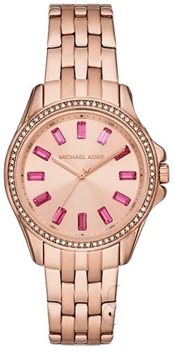 Michael Kors Mini Pilot Quartz Gold Dial Gold Steel Strap Watch For Women - MK7367