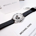 Michael Kors Brecken Chronograph Silver Dial Grey Rubber Strap Watch For Men - MK8922