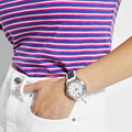 Guess Swirl Quartz Silver Dial White Silicone Strap Watch for Women - W1096L1