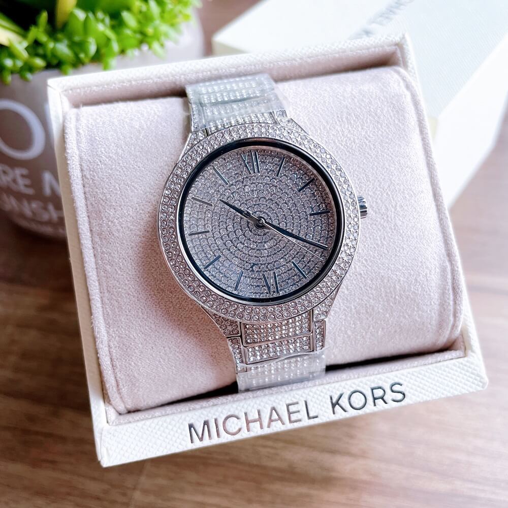 Michael Kors Kerry Crystal Pave Silver Dial Silver Steel Strap Watch For Women - MK3359