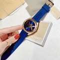 Michael Kors Janelle Three Hand Blue Dial Blue Rubber Strap Watch For Women - MK7140