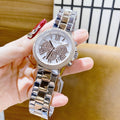 Michael Kors Bryn Pave Chronograph White Dial Two Tone Steel Strap Watch For Women - MK7201