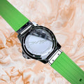 Michael Kors Everest Three Hand Crystals Silver Dial Green Silicone Strap Watch For Women - MK7360