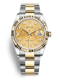 Rolex Datejust 36 Diamonds Yellow Gold Dial Two Tone Oyster Steel Strap Watch for Men - M126233-0034