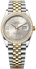 Rolex Datejust 36 Oyster Diamonds Silver Dial Two Tone Oystersteel Yellow Gold Strap Watch for Men - M126283RBR-0017