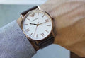 Emporio Armani Dress Quartz White Dial Brown Leather Strap Watch For Men - AR11011