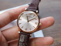 Emporio Armani Classic Quartz Pink Dial Brown Leather Strap Watch For Women - AR1911