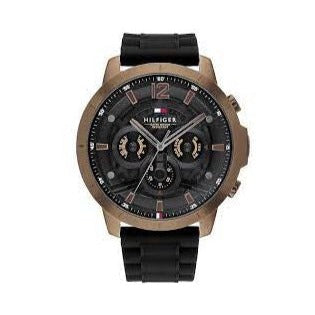 Tommy Hilfiger Luca Chronograph Black Dial Black Rubber Strap Watch For Men - 1710491