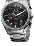 Armani Exchange Miami Chronograph Black Dial Silver Steel Strap Watch For Men - AX1057