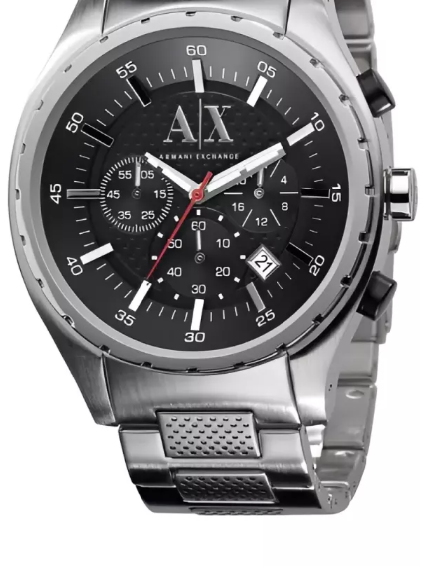 Armani Exchange Miami Chronograph Black Dial Silver Steel Strap Watch For Men - AX1057