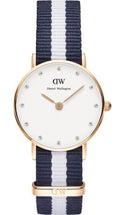 Daniel Wellington Classy Glasgow White Dial Two Tone Nylon Strap Watch For Women - DW00100066