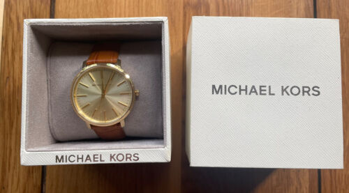 Michael Kors Jaryn Quartz Gold Dial Brown Leather Strap Watch For Women - MK2496