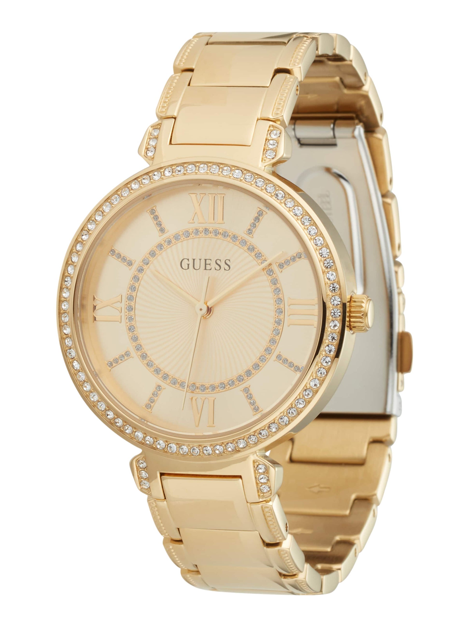 Guess Montage Quartz Gold Dial Gold Steel Strap Watch For Women - GW0588L1