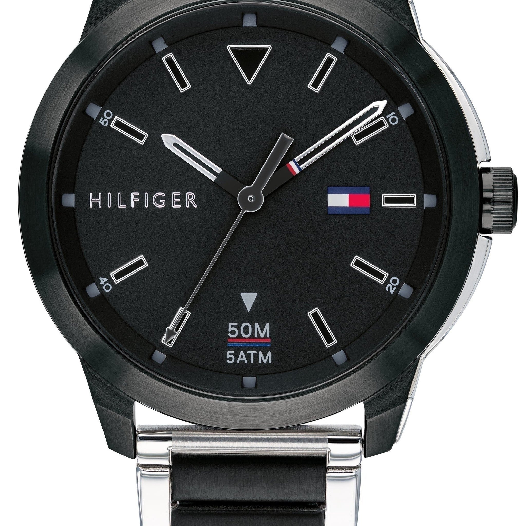 Tommy Hilfiger Sneaker Quartz Black Dial Two Tone Steel Strap Watch for Men - 1791619