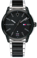 Tommy Hilfiger Sneaker Quartz Black Dial Two Tone Steel Strap Watch for Men - 1791619