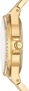 Michael Kors Lennox Three Hand Gold Dial Gold Steel Strap Watch For Women - MK7229