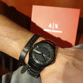 Armani Exchange Hampton Black Dial Black Steel Strap Watch For Men - AX7101