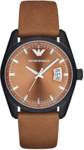 Emporio Armani Sportivo Analog Brown Dial Brown Leather Strap Watch For Men - AR6080