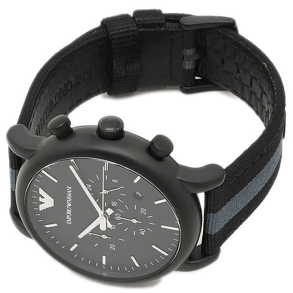 Emporio Armani Luigi Chronograph Quartz Black Dial Two Tone Nylon Strap Watch For Men - AR1948