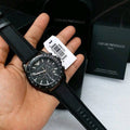 Emporio Armani Sigma Chronograph Black Dial Black Leather Strap Watch For Men - AR6131