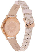 Emporio Armani Classic Kappa White Dial Brown Leather Strap Watch For Women - AR11009