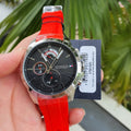 Tommy Hilfiger Decker Quartz Black Dial Red Rubber Strap Watch for Men - 1791351