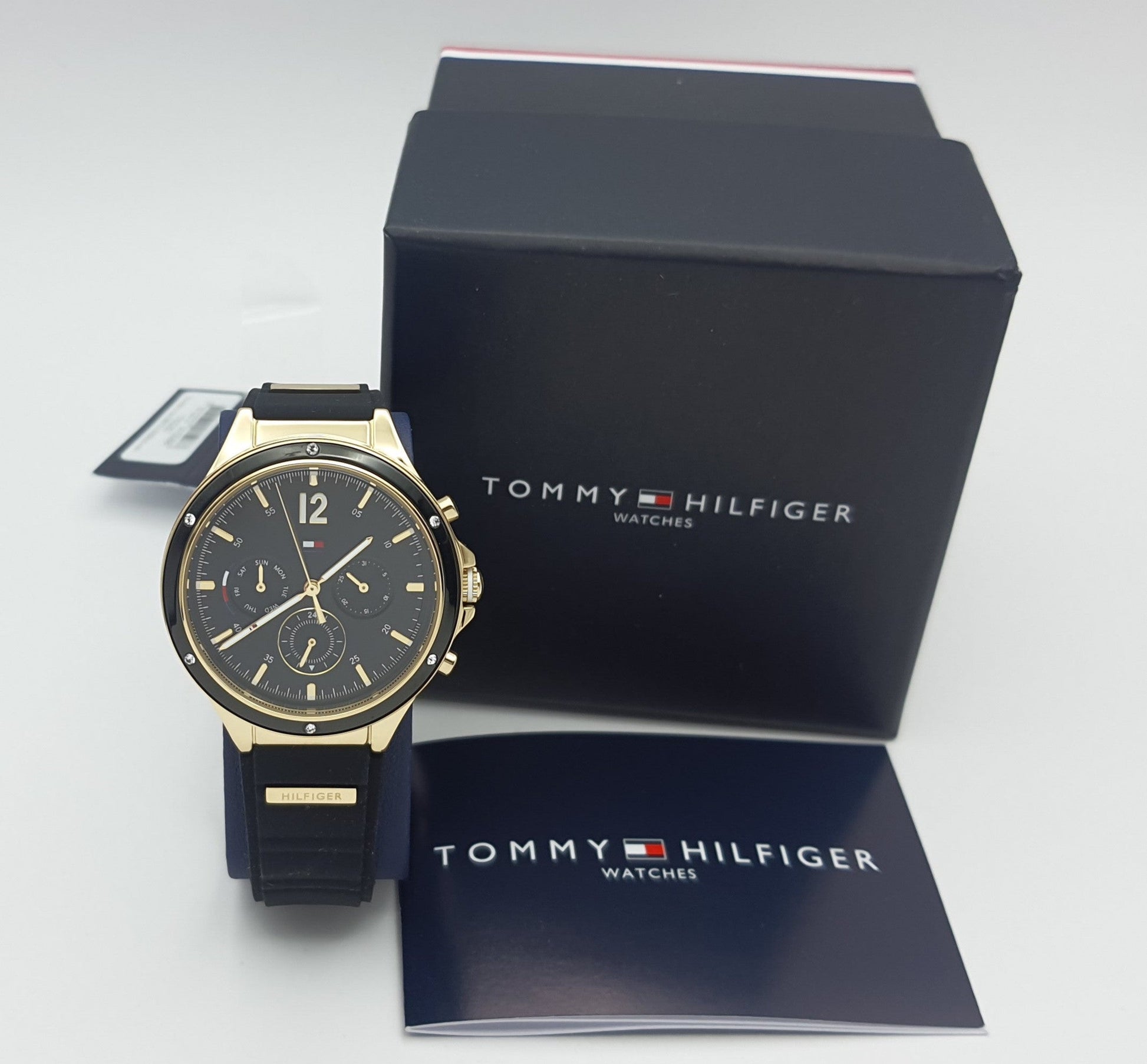 Tommy Hilfiger Eve Chronograph Quartz Black Dial Black Silicone Strap Watch For Women - 1782282