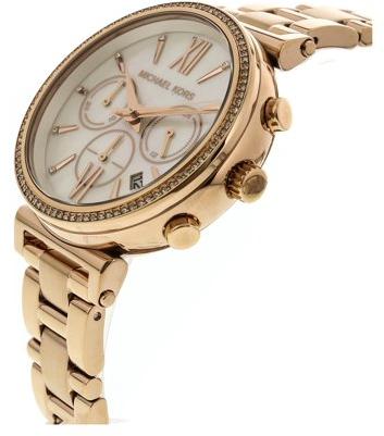 Michael Kors Sofie Chronograph Quartz White Dial Rose Gold Steel Strap Watch For Women - MK6576