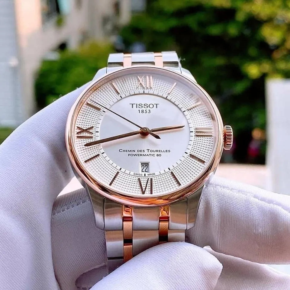 Tissot Chemin Des Tourelles Automatic Silver Dial Two Tone Steel Strap Watch for Men - T099.407.22.038.02