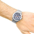 Tommy Hilfiger Hudson Chronograph Quartz Blue Dial Silver Steel Strap Watch For Men - 1791228