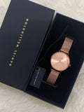 Daniel Wellington Petite Rose Gold Dial Rose Gold Mesh Bracelet Watch For Women - DW00100471