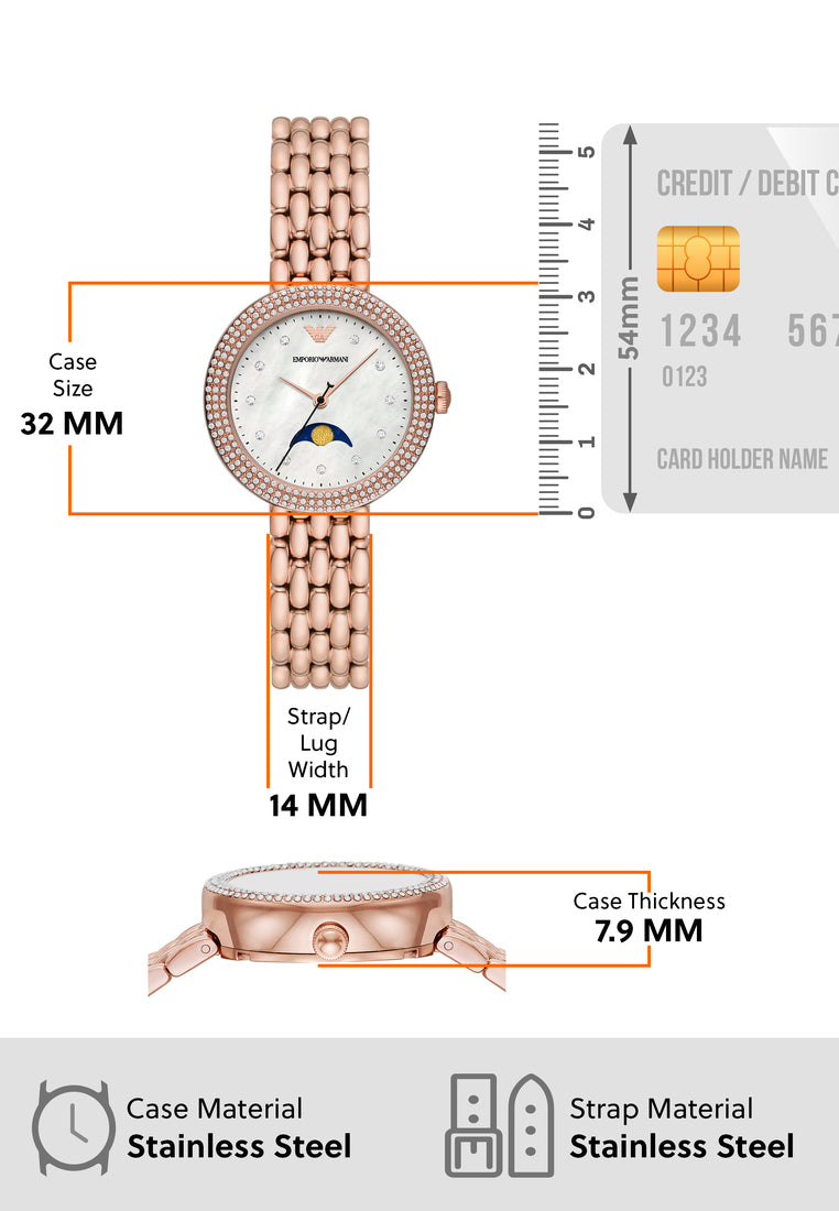 Emporio Armani Rosa Mother of Pearl Dial Rose Gold Steel Strap Watch For Women - AR11462