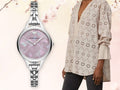 Emporio Armani Aurora Mother Of Pearl Purple Dial Silver Steel Strap Watch For Women - AR11122