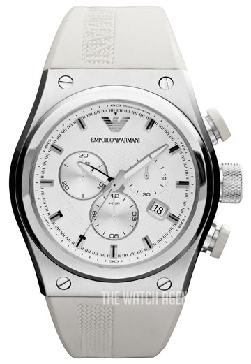 Emporio Armani Sportivo Analog Quartz White Dial White Rubber Strap Watch For Men - AR6103