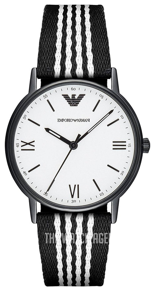 Emporio Armani Kappa Analog White Dial Two Tone Nylon Strap Watch For Men - AR80004