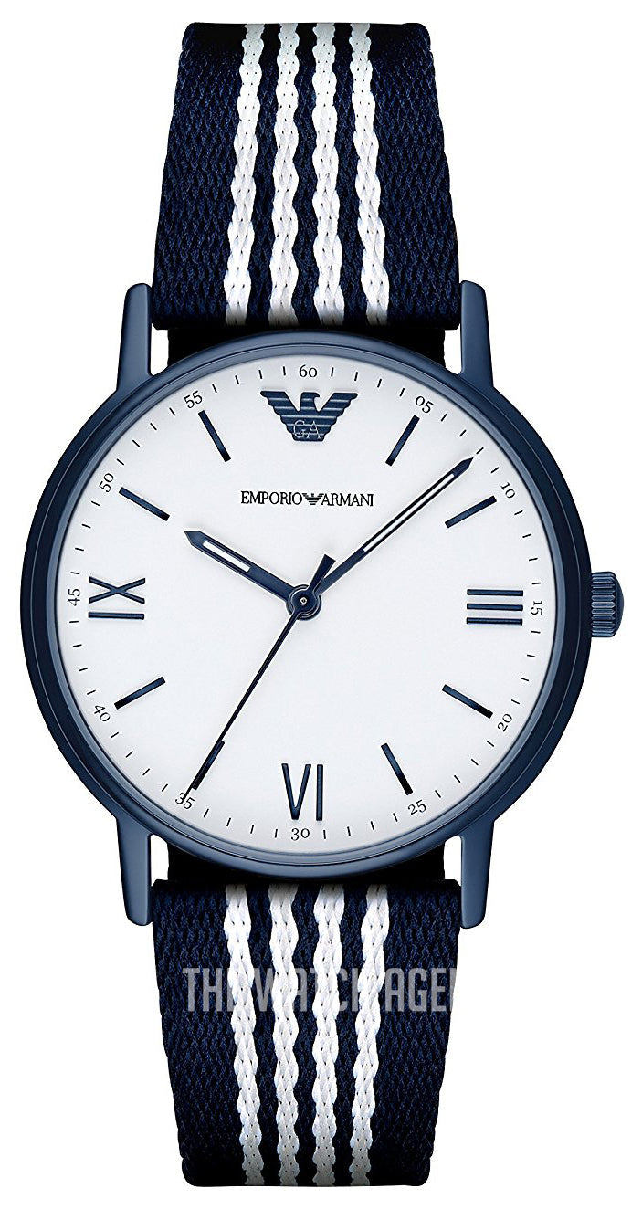 Emporio Armani Kappa Dress White Dial Two Tone NATO Strap Watch For Men - AR80005