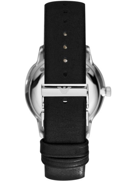 Emporio Armani Gianni Quartz Black Dial Black Leather Strap Watch For Men - AR0382