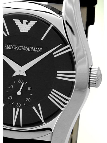 Emporio Armani Valente Black Dial Black Leather Strap Watch For Men - AR0643