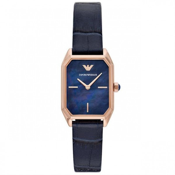 Emporio Armani Gioia Quartz Mother of Pearl Blue Dial Blue Leather Strap Watch For Women - AR11426