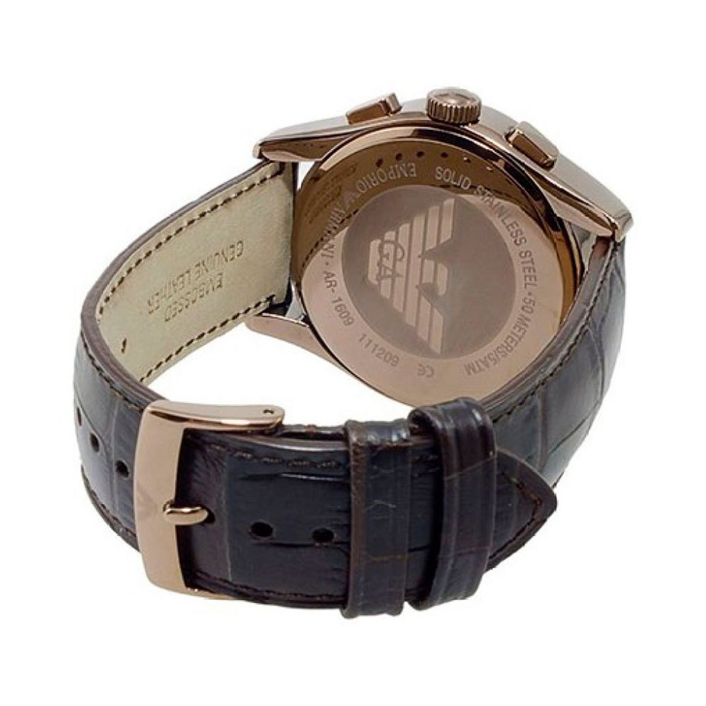 Emporio Armani Valente Classic Brown Dial Brown Leather Strap Watch For Men - AR1609